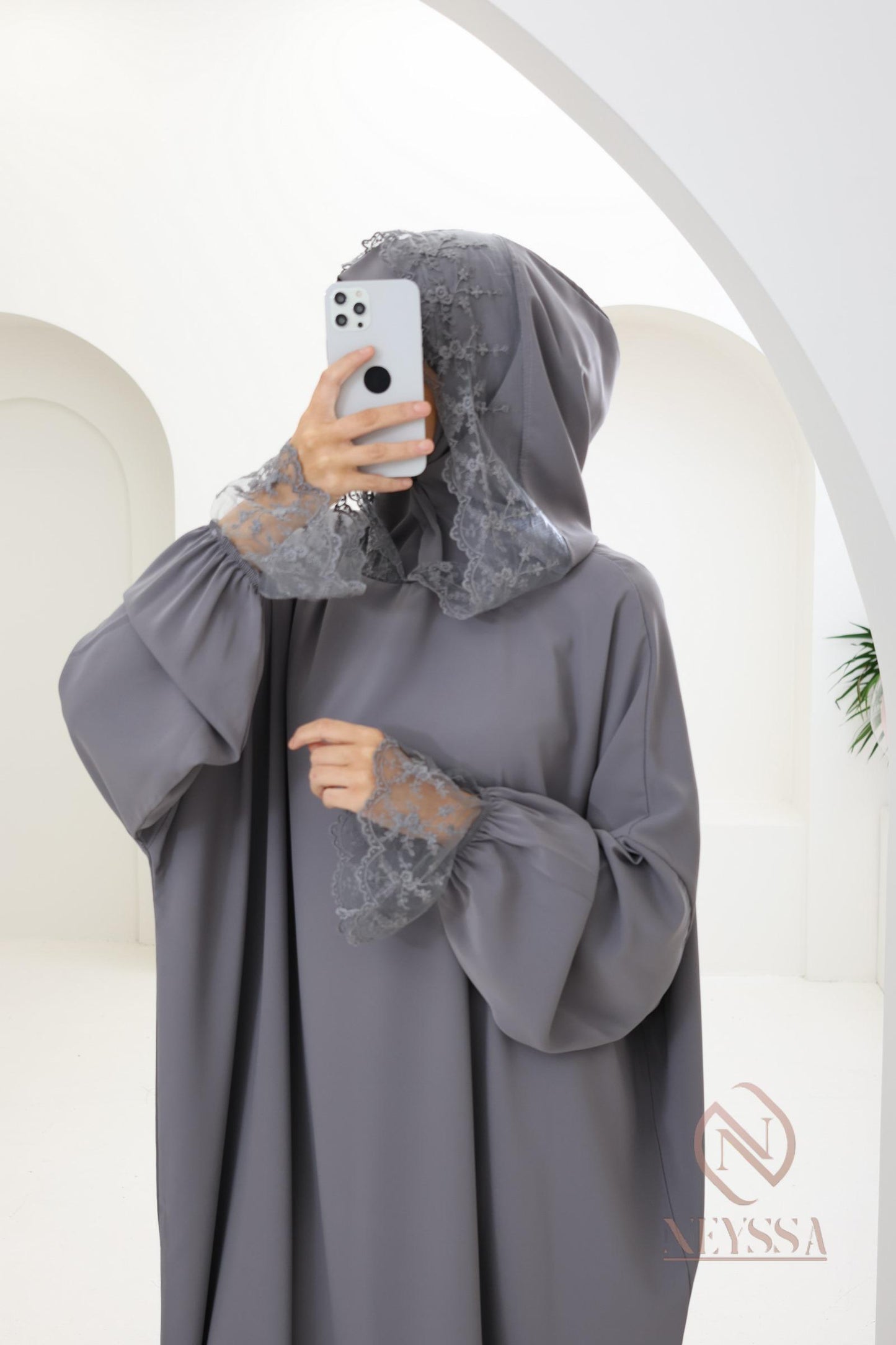 ABAYA DE PRIERE '' DENTELLA '' - hijab intégré