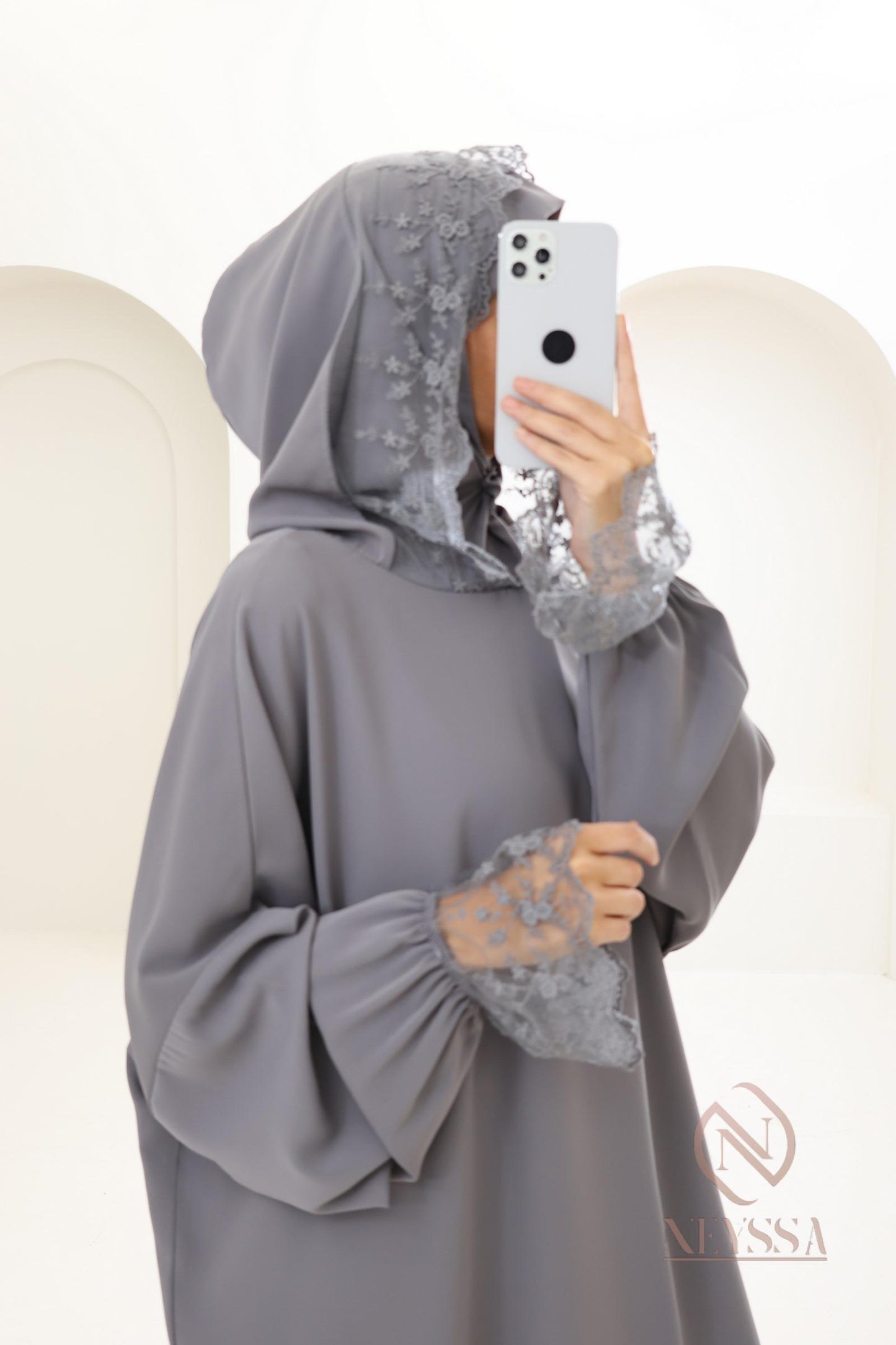 ABAYA DE PRIERE '' DENTELLA '' - hijab intégré