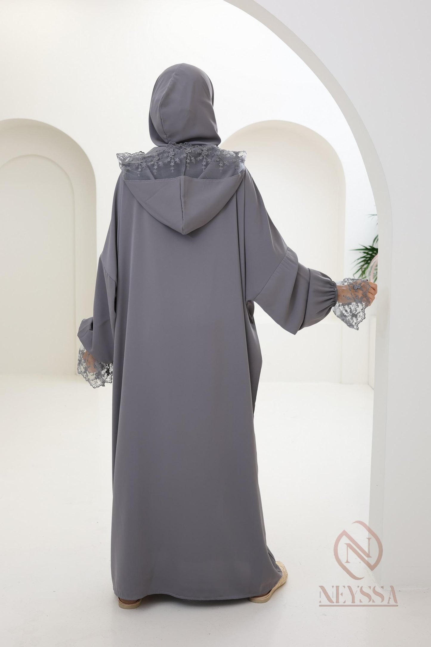 ABAYA DE PRIERE '' DENTELLA '' - hijab intégré