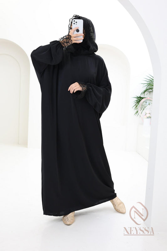 ABAYA DE PRIERE '' DENTELLA '' - hijab intégré